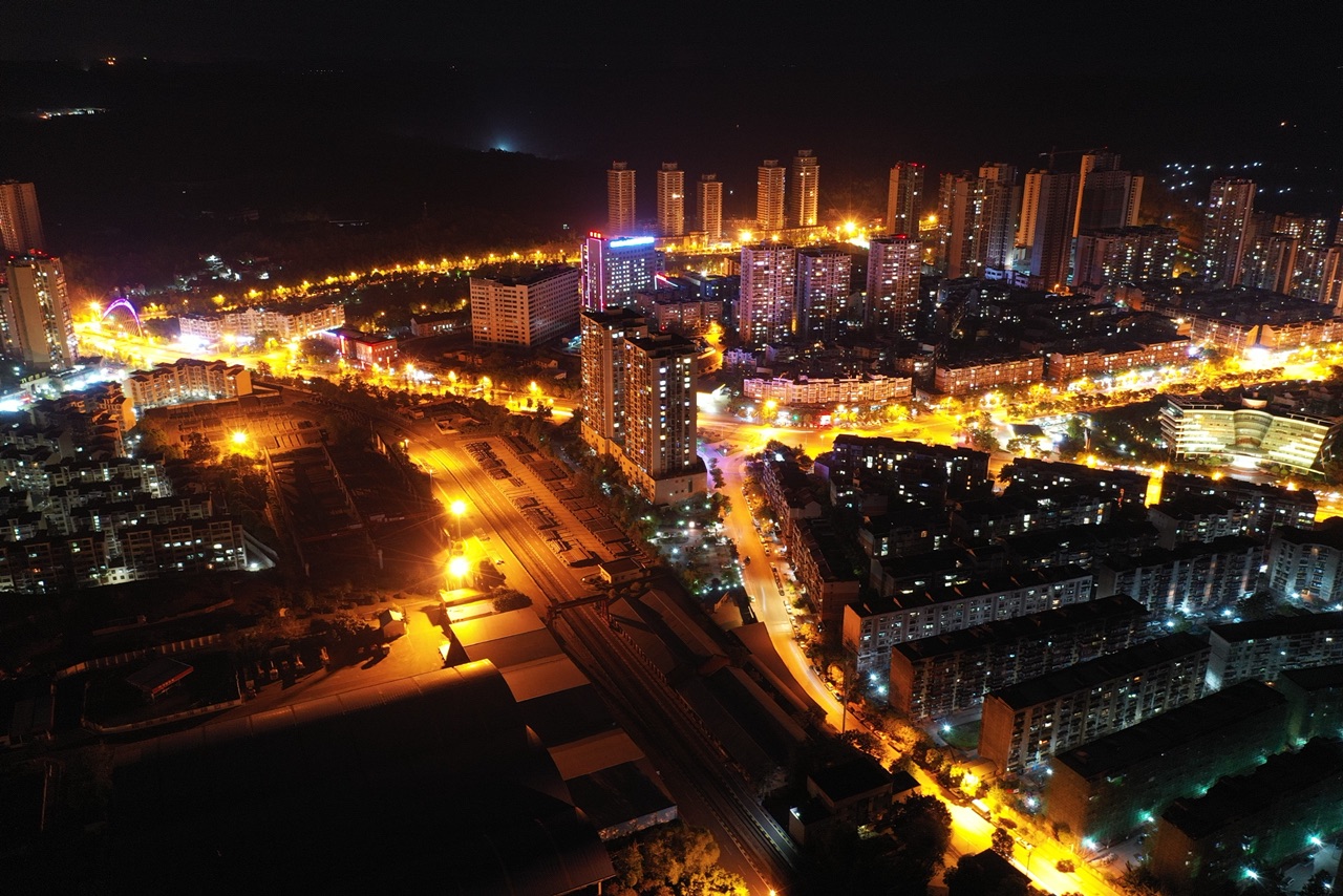 航拍資陽城市夜景-斷章